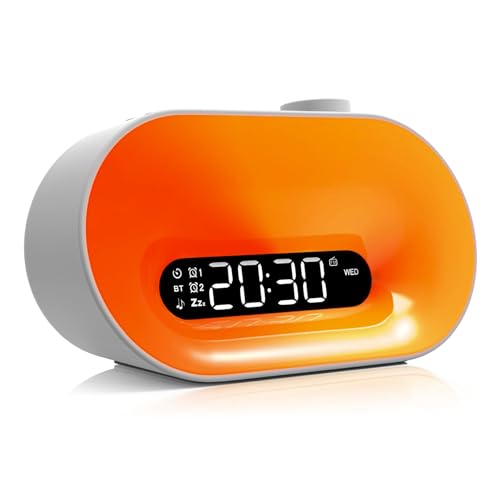 Westclox Sunrise Wakeup Light Alarm Clock for Men and Women, Multicolor Mood Light with Nature Sounds, Wireless Speaker and Digital Display, Bedroom Clock with Adapter