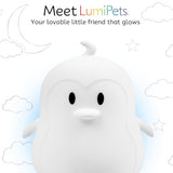 Lumipets Remote Control Silicone Night Light for Kids - Penguin Design with 9 Soft Colors & Sleep Timer - Rechargeable, Battery-Operated Lamp for Bedroom | Baby Nursery, Toddler, Girls, Boys
