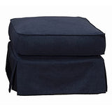 Sunset Trading Americana Slipcover Only for Rectangular Ottoman | Performance Fabric Washable Water-Resistant Stain-Proof | Living Room Sofa, Chair, Loveseat Footrest Cover | Navy Blue