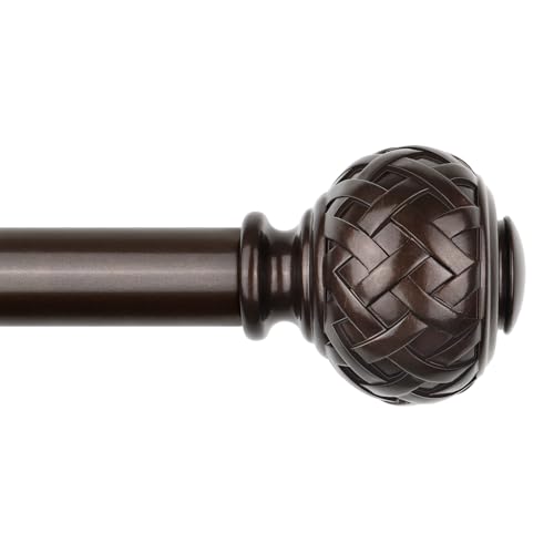 TONIAL Bronze Curtain Rod 32 to 86 Inches, 7/8 Adjustable Curtain Rods for Windows 20 to 82 Inches, Splicing Drapery Rods Heavy duty with Netted Texture Finials