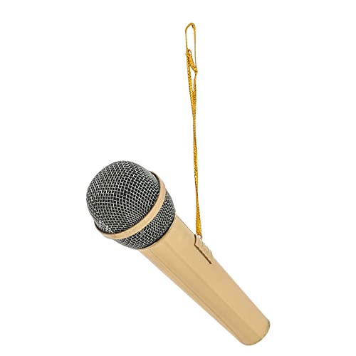 Broadway Gifts Co Polished Gold Tone Microphone - 3" Brass Hanging Ornament - Microphone Ornament - Gifts for Musicians & Singers