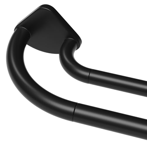 Black Double Curtain Rod 38 to 92 Inches, Blackout Wrap Around Curtain Rod for Windows, 6/8 Inch Room Darkening Telescoping Double Drapery Rod, Easy Install for Rentals & Apartments