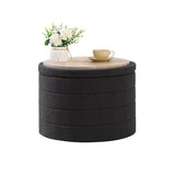 B FSOBEIIALEO Folding Storage Ottoman, Round Sherpa Ottomans, Dark Grey