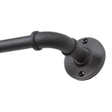 Kenney – Adler Curtain Rod, Rust-Resistant Textured Steel, Industrial Pipe Style for Indoor/Outdoor Use, 5/8" Diameter, Adjustable 28–48", Black