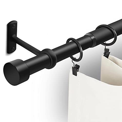 1 Inch Curtain Rods for Windows, 32 to 86 Inch Black Rustic Curtain Rod Set, Modern Design Drapery Tubes with Brackets Room Divider, For Indoor and Outdoor