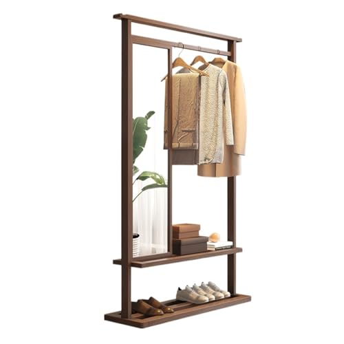 Full-Length Mirror Home Dressing Mirror Hanger Chinese Style Coat Rack with Mirror Full Body Mirror Home Bedroom Fitting Mirror Hanger Full Length Floor Mirror (88cm)
