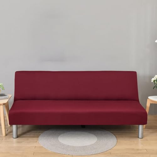 Folding Futon Slipcover, Washable Soft Futon Cover Stretch Armless Sofa Bed Cover for Folding Sofa Bed for Pets Living Room (Navy Blue,Small)