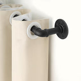 Refrze Curtain Rods for Windows 48 to 84 Inch, 1"Black Curtain Rod Industrial Wrap Around,Adjustable Heavy Duty Blackout Curtain Rods for Ceiling,Bedroom,Outdoor Patio