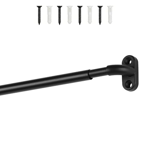 1 Pack French Door Curtain Rod Adjustable 18-30 Inch, 3/8 In. Diameter, Cafe Curtain Rod, Sash Curtain Rods for Door Window (Black)