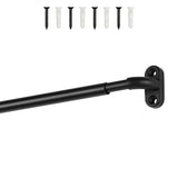 1 Pack French Door Curtain Rod Adjustable 18-30 Inch, 3/8 In. Diameter, Cafe Curtain Rod, Sash Curtain Rods for Door Window (Black)