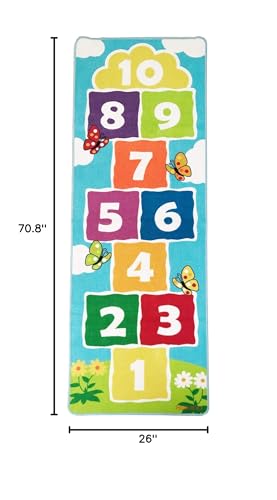 Hopscotch Rug Kids Rugs Classroom Rug Playroom Decor Non Slip Children's Carpet for Boys & Girls Best Shower Gift (70.8 x 26 inch)