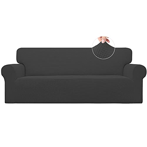 Easy-Going Stretch Oversized Sofa Couch Slipcover Washable Dark Gray | 1-Piece X-large Sofa Cover Furniture Protector Couch Soft with Elastic Bottom for Kids, Polyester Spandex Jacquard Fabric