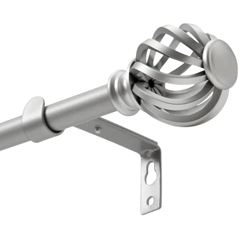 Luvenia Silver Decorative Curtain Rods, 28 to 48 Inch (2.3-4Ft), Small Curtain Rod For Bedroom, Living Room, Kitchen, Farmhouse