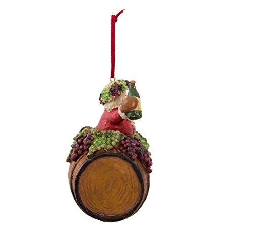 Kurt Adler 4-Inch Polyresin Santa on Wine Barrel Ornament