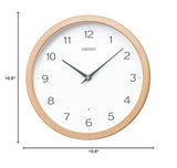 Seiko Clock KX267B Wall Clock, Radio Controlled, Analog, Natural Wood Fabric, Diameter 10.6 x 1.9 inches (270 x 48 mm)