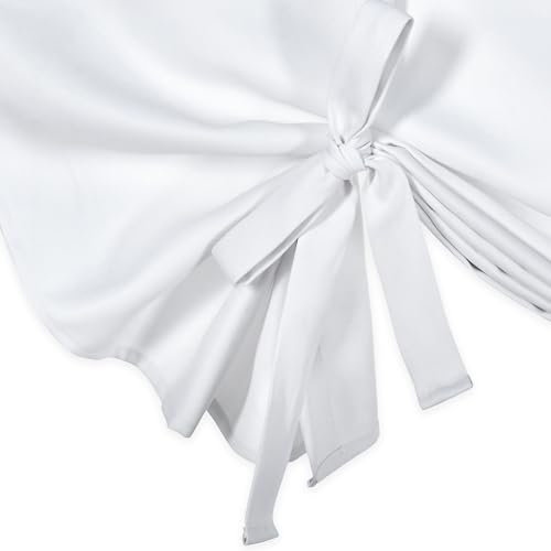 DONREN Pure White Balloon Shades Room Darkening Kitchen Window Curtain - Adjustable Thermal Insulated Tie Up Curtain Panel for Bathroom (34 W x 45 inches Long,1 Panel)