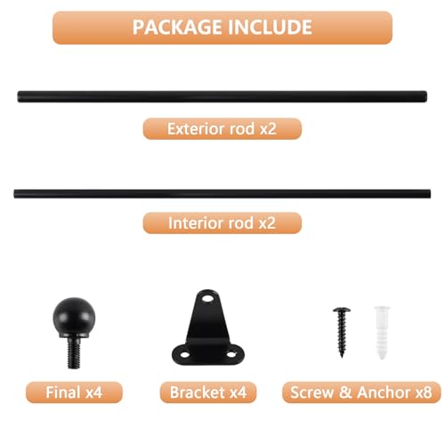 KXLife 2 Pack Small Curtain Rod 18-30 Inch, 1/2" Diameter, Cafe Door Curtain Window Rod, Adjustable Drapery Rods with Brackets (Black)