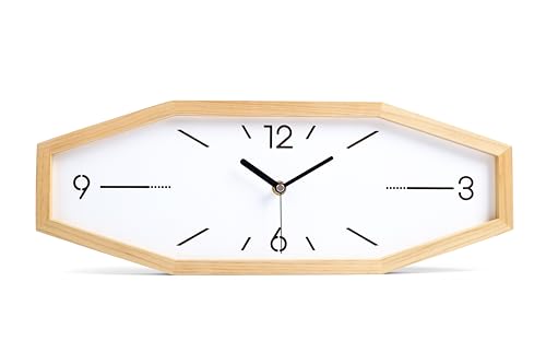 DaguyS Wooden Retro Wall Clocks, 18 Inches Square Clocks Rectangular Wall Clock Battery Operated Silent Non-Ticking, for Kitchen Living Room Office Home Desk Bedroom (Primary Color)