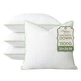 Ashler Home Deco Synthetic Down Pillow Inserts, 24x24 Down Alternative Throw Pillows Insert Sleeping Pillows with 100% Cotton Cover Decorative Pillow Stuffer for Sofa, Couch Bed(Set of 4, White)