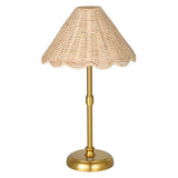 Cordless Boho Rattan Table lamp, 5200-mAh Rechargeable Battery, 3-level Brightness Dimmable, Build-in Integrated LED 320 Lumen Max, Rattan Shade, for Bedside Restaurant Resort Hotel Dining Table