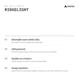 Haven Ridgelight - Dimmable LED Strip Lights - Hammock Camping Accessories - Tent Lights - Outdoor Indoor Light - 78 Inches Long