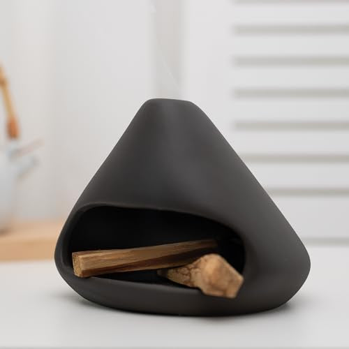 MOUGIGI Palo Santo Holder Incense Burner-Zongzi Clay Smudge Bowl with Chimney, Mini Ceramic Fireplace for sage、Cone Burning, Aromatic Home Decor, Ceramic ash Tray, Anxiety Relief Meditation for Women