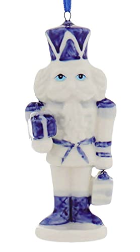 Porcelain Delft Blue Nutcracker Ornaments, 3 Assorted for Christmas