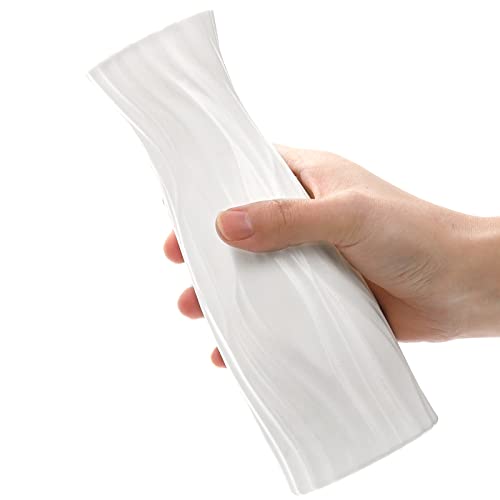 SOUJOY 10 Pack Composite Plastic Flower Vase, White Conic Floral Vase Home Decor Centerpieces, Small Unbreakable Vases for Decor Living Room