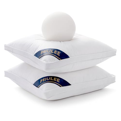 MIULEE 26x26 Feather Down Pillow Inserts with Gusset Bed Pillows,Set of 2 Luxury Fluffy Decorative Throw Pillows for Couch Sofa