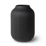 flature Ceramic Vase with Grooves - Waterproof Flower Vase in Matte Black for Fresh Flowers, Dried Flowers, Pampas Grass, Large 7.9" Tall Vase as a Gift, Decoration for Living Room, Bedroom, Office.