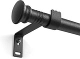 5/8 Inch Black Curtain Rod for Window 16 to 52 Inch, Small Window Curtain Rod With Brackets for Cafe, Windows, Kitchen, Bedroom, Living Room, Sliding Glass Door, Drilling Installation