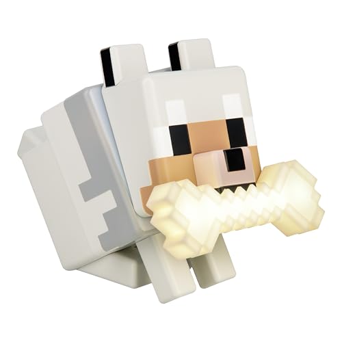 Paladone Minecraft Wolf GloBuddies 3D Color Changing Light – Officially Licensed LED Night Lamp, Tap to Change Color, Battery Powered Gaming Decor
