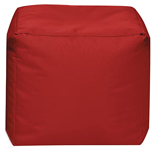 Gouchee Home Cube Brava Pouf Ottoman Foot Rest - Red - Modern Square Bean Bag Chair with Water Repellent Fabric - Floor Pouf for Living Room, Bedroom or Patio - Foot Rest forOutdoor