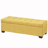 Large Yellow Ottoman Storage Bench 31.5" - Upholstered Pouf with Lift Top Quilted Design Versatile Footrest & Stylish Container for Home Decor & nization