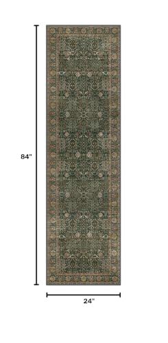 GENIMO 2x7 Non Slip Runner Rug, Washable Lightweight Hallway Dark Green