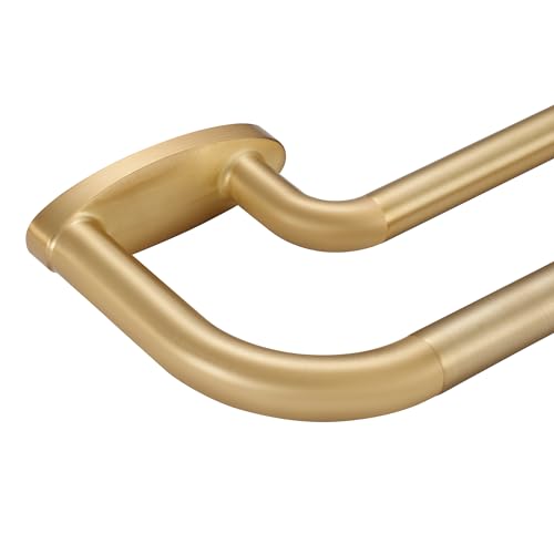 Double Curtain Rods Warm Gold,Room Darkening Drapery Rod for 28-48 Inches,Adjustable 3/4 Inches Front and 5/8 Inches Back Quality Metal Rod for Window,Wrap Around Design
