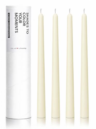 10" Classic Taper Candles, Ivory, 4-Pack, 7-8 Hours Long Burning, Unscented Tall Candlesticks