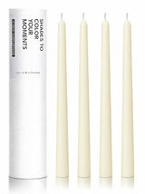 10" Classic Taper Candles, Ivory, 4-Pack, 7-8 Hours Long Burning, Unscented Tall Candlesticks