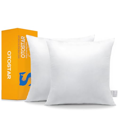 OTOSTAR Pack of 2 Throw Pillow Inserts, 28 x 28 Square Cushion Inner Soft Fluffy Plump Stuffer Cushion Pads White Decorative Pillow Inserts