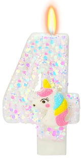 Birthday Candles for Girl - Number 4 Candle for Cake, Unicorn Party Supplies, Birthday Decorations for Cake Topper, Cartoon Theme Party Supplies