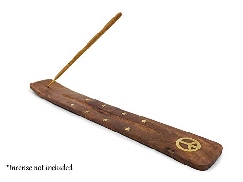 Bless-International Traditional-Handmade-Burner Wooden-Incense-Stick-Holder Ash-Catcher-Stand for-Aromatherapy-Meditation-Yoga (Incense Holder 10 inch(2 pcs))