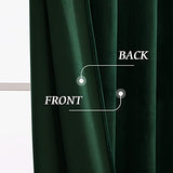 RYB HOME Green Velvet Blackout Curtains for Bedroom, Thermal Insulating Privacy Sunlight UV Heat Blocking Rod Pocket Soft Drapes for Living Room Dining Room, 52" W x 84" L, 2 Panels