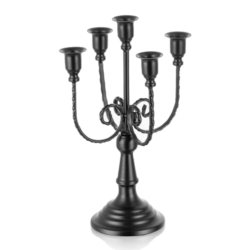 Romadedi Black 5 Arm Candelabra Candle Holders 11.8"