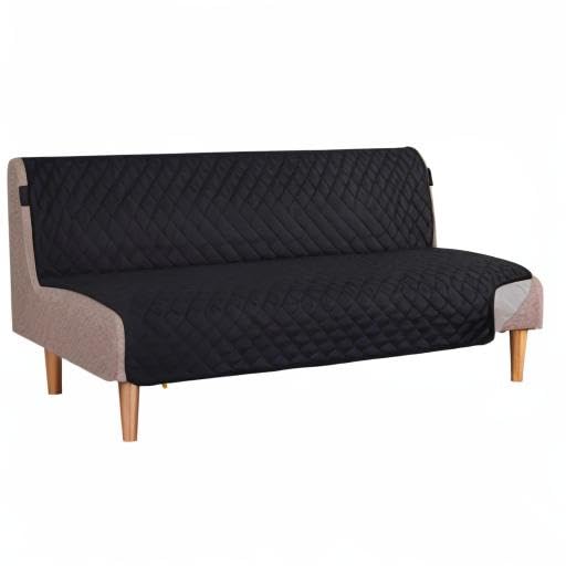 H.VERSAILTEX Reversible Futon Cover Water Repellent Armless Sofa Slipcover Washable Furniture Protector with Adjustable Elastic Strap Anti-Slip Futon Bed Cover for Dogs 70" Width Seat(Black/Grey)