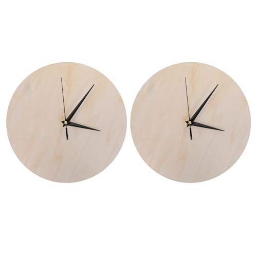 KESYOO 2pcs Wooden Clock Face Blank - 11 Inch Round DIY Clock Dial Plate with Pointer for Painting Crafts Classroom Projects Home Decor