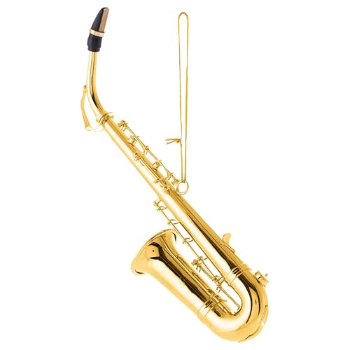 Broadway Gifts Gold Saxophone Christmas Tree Ornament Decoration 4.5 inches | Hand-Crafted Brass Sax in Red Gift Box for Band Student or Teacher- Saxophone Player
