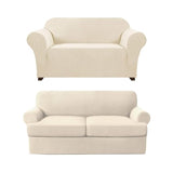 PrinceDeco Stretch Loveseat Sofa Cover Bundle T Cushion Loveseat Slipcover, Natural