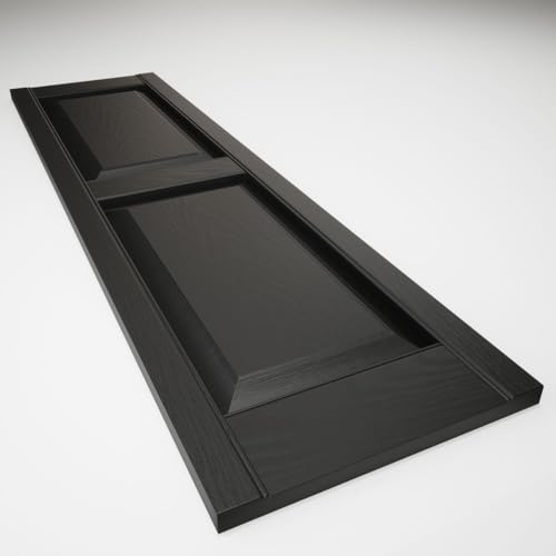 Ekena Millwork Lifetime Vinyl LP2S12X04300BL Standard Two Equal Panel Vinyls, Raised Panel Vinyl Shutters, w/Installation Shutter-Lok's & Matching Screws (Per Pair), 12"W x 43"H, Black