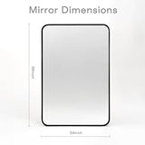Wall Mount Mirror for Bathroom, Brushed Black Metal Framed Rounded Corner Rectangular Vanity Mirror (24" x 36", Black)