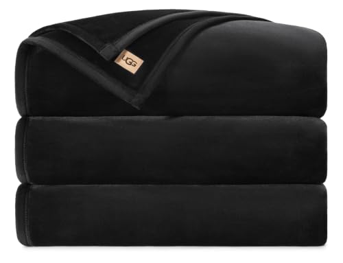 UGG Coco King Bed Blanket, Luxury Fleece Blanket, 110" x 92", Black (Ink)